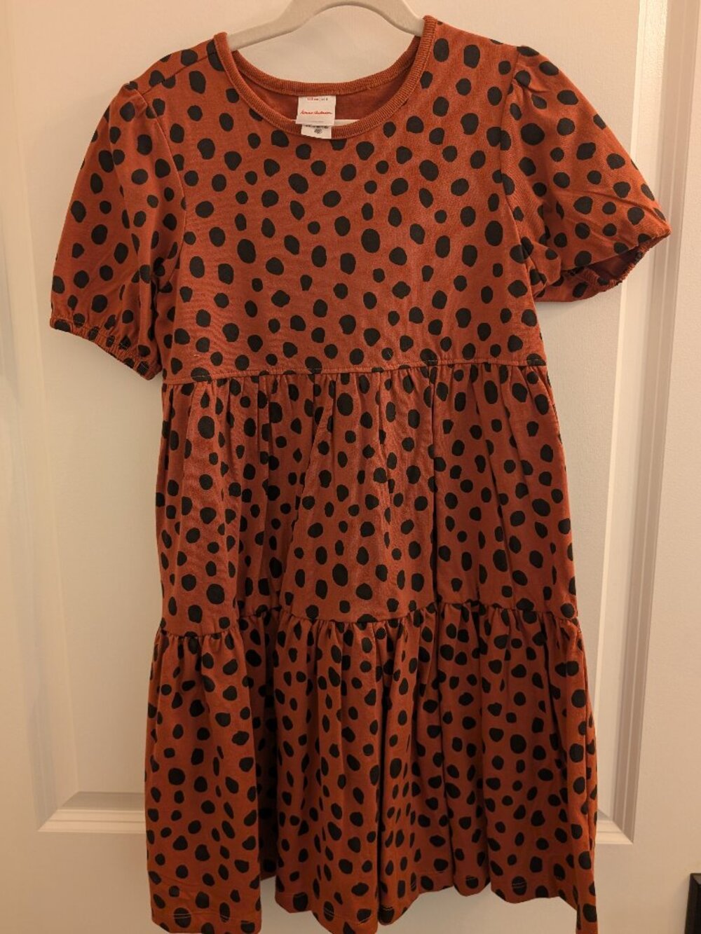 EUC - Hanna Andersson Tiered Dot Dress Rust 130 - Size 8